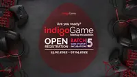 Indigo Game Startup Incubation kembali membuka pendaftaran untuk batch ke-5 yang akan berlangsung mulai 15 Februari hingga 7 April 2022.