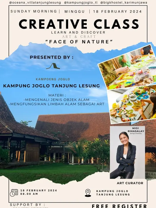 Migi Rihasalay kembali membuat sebuah kegiatan di Kampung Joglo, Tanjung Lesung, Banten.