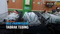 Sebuah bus pariwisata padat penumpang menabrak tebing di kawasan Bantul hari Minggu (6/2). 13 orang termasuk sopir bus dilaporkan meninggal dunia.