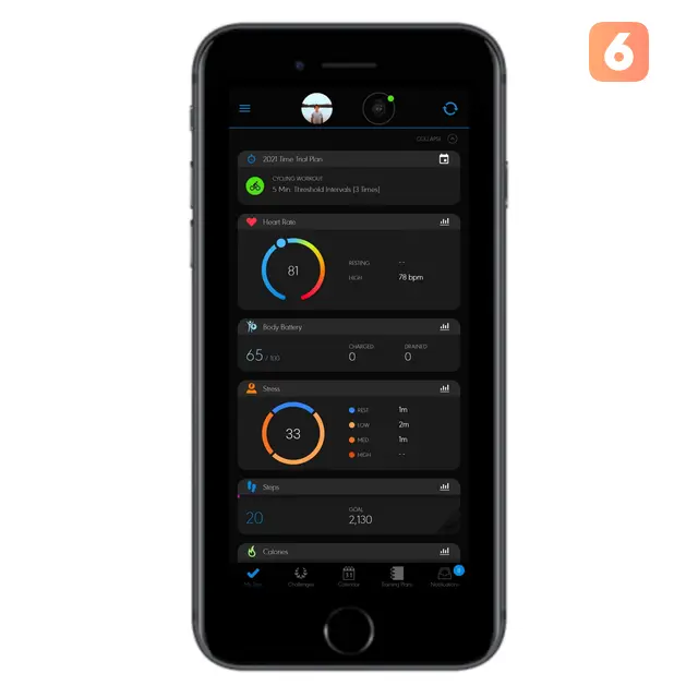 Tampilan aplikasi Garmin Connect