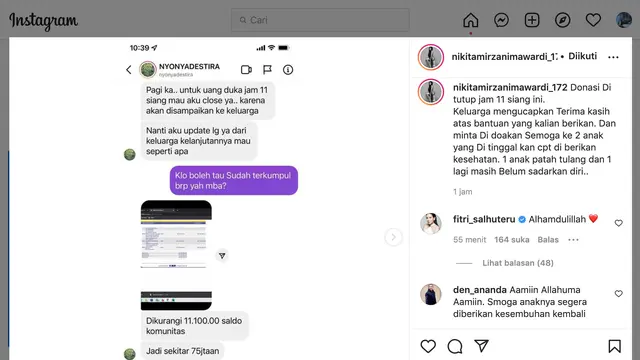 Unggahan Nikita Mirzani. (Foto: Instagram @nikitamirzanimawardi_172)