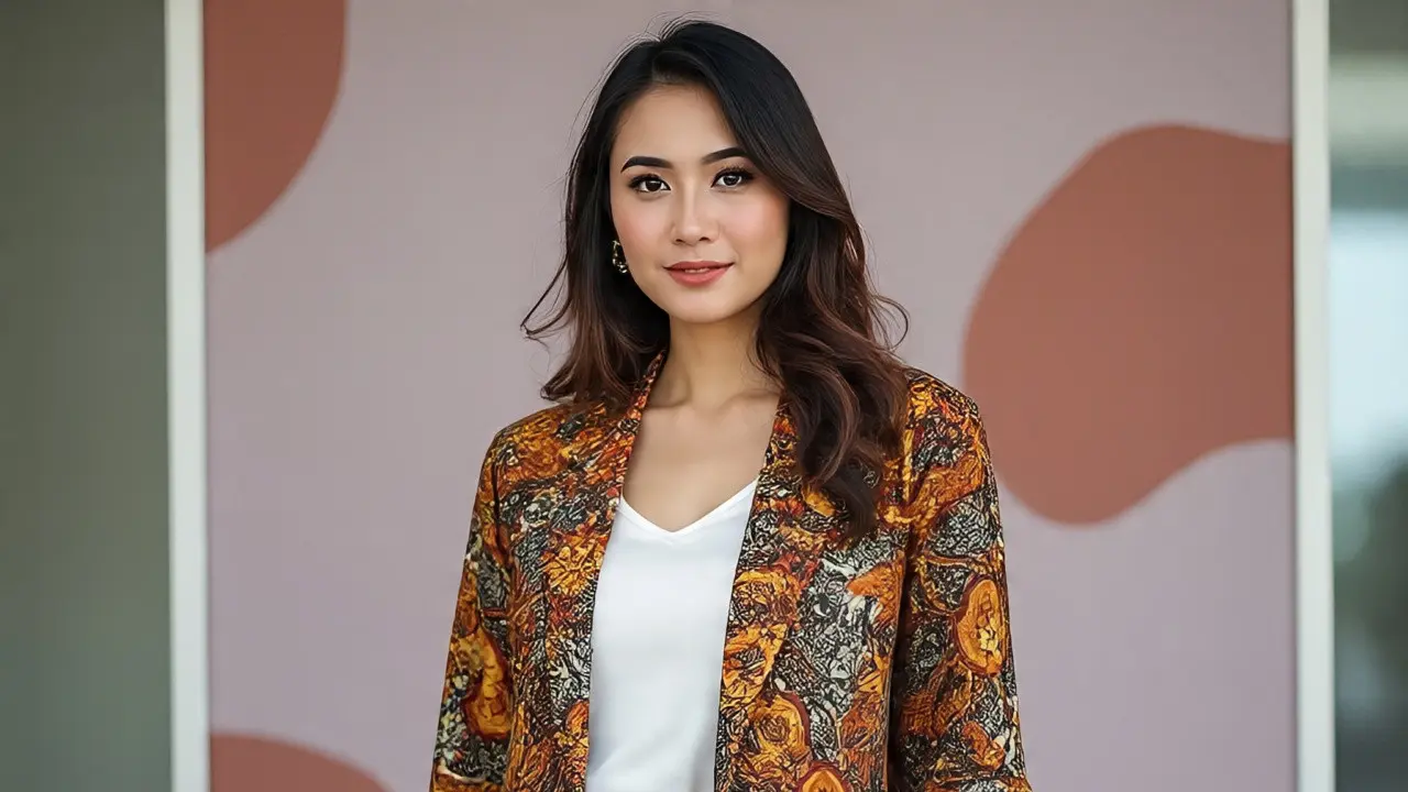 Blazer Batik Wanita Panjang Modis