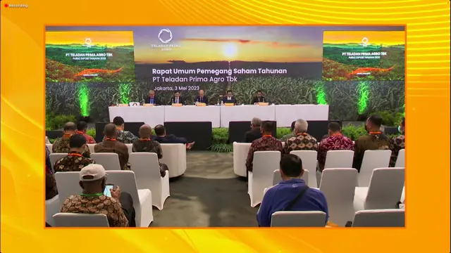 Konfrensi pers PT Teladan Prima Agro Tbk (TLDN), Rabu (3/5/2023). (Foto: tangkapan layar/Pipit I.R)
