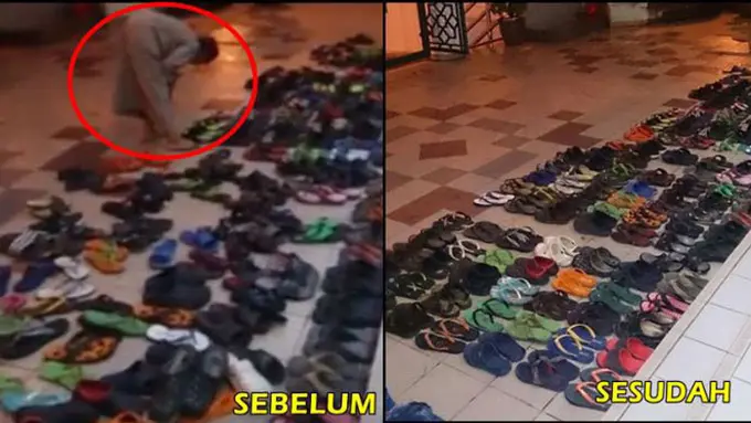 Remaja Rapikan Sandal Jamaah di Masjid Bikin Netizen Nganga