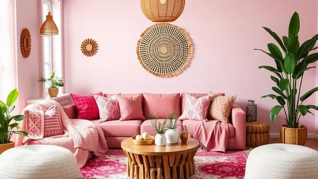 desain ruang tamu serba pink (ilustrasi by qwen.ai)