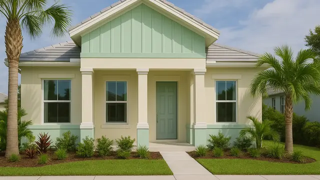 Inspirasi Cat Depan Rumah Warna Hijau dan Krem (created by AI)