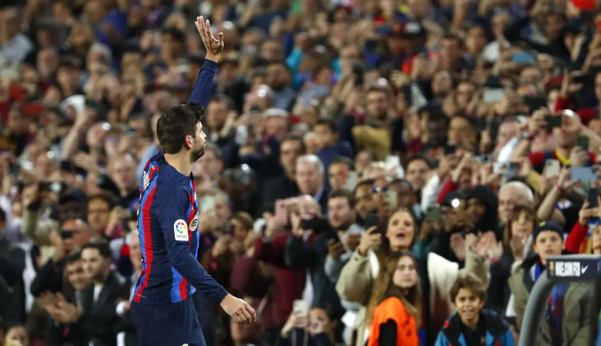Dari total 616 laga di semua ajang bersama Barcelona, Gerard Pique berhasil menorehkan 53 gol dan 15 assist. (AP/Joan Monfort)