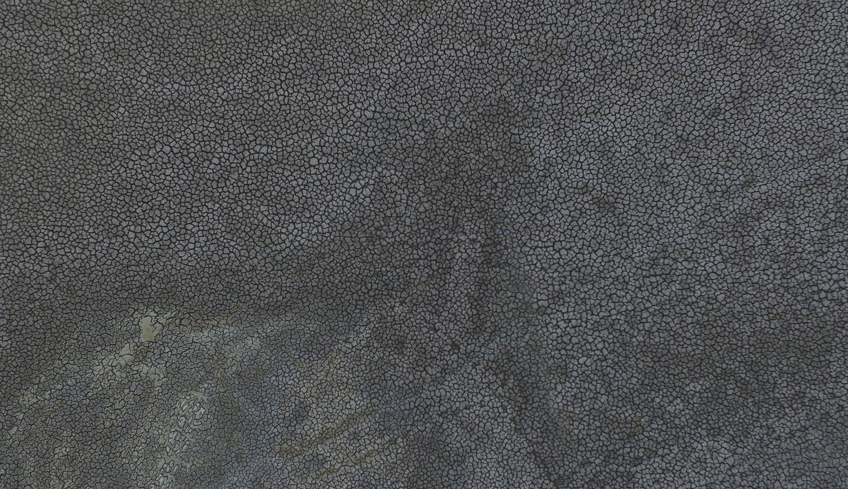 Pemandangan dasar laguna Alalay yang kering dan retak di Cochabamba, Bolivia, Jumat (18/11/2022). Dua laguna, Coña Coña dan Alalay, berada pada level kritis karena kurangnya hujan, penumpukan bahan organik dan penguapan di tengah peningkatan suhu. (AP Photo/Juan Karita)