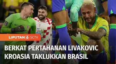 Kroasia menghempaskan juara dunia lima kali, Brasil, lewat drama adu penalti, dan melaju ke babak semi final Piala Dunia Qatar 2022. Penjaga gawang Krosia Livakovic, bermain cemerlang mementahkan sejumlah peluang tim Samba.