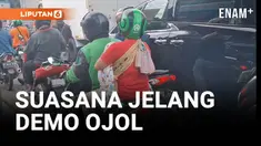 Menjelang Aksi Unjuk Rasa, Pengemudi Ojek Online Masih Beroperasi Antar Jemput Penumpang. Beberapa di antaranya mengaku tetap mengantar-jemput penumpang tanpa menggunakan aplikasi karena sudah berlangganan dengan pelanggan tetap.