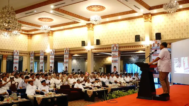 Sekjen Partai Gerindra Ahmad Muzani menghadiri konsolidasi kader Gerindra daerah pemilihan (Dapil) Banten I, meliputi Kabupaten Lebak dan Kabupaten Pandeglang, di Banten, Sabtu (6/1/2024).