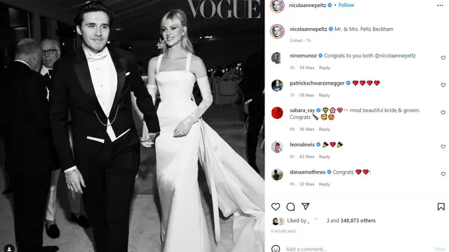 Potret pernikahan Brooklyn Beckham dan Nicola Peltz. (Instagram/ nicolaannepeltz)