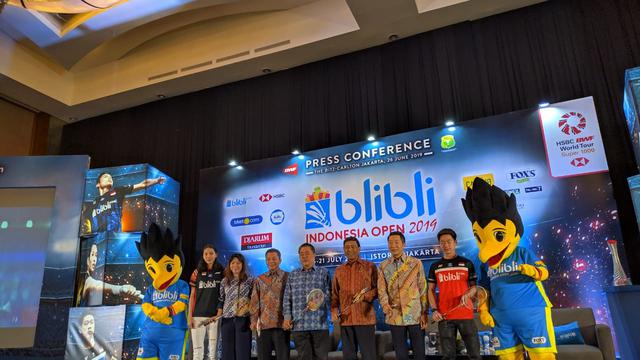 Jumpa pers Indonesia Open 2019 di Ritz Carlton Hotel, Pacific Place SCBD, Jakarta, Rabu (26/6/2019).