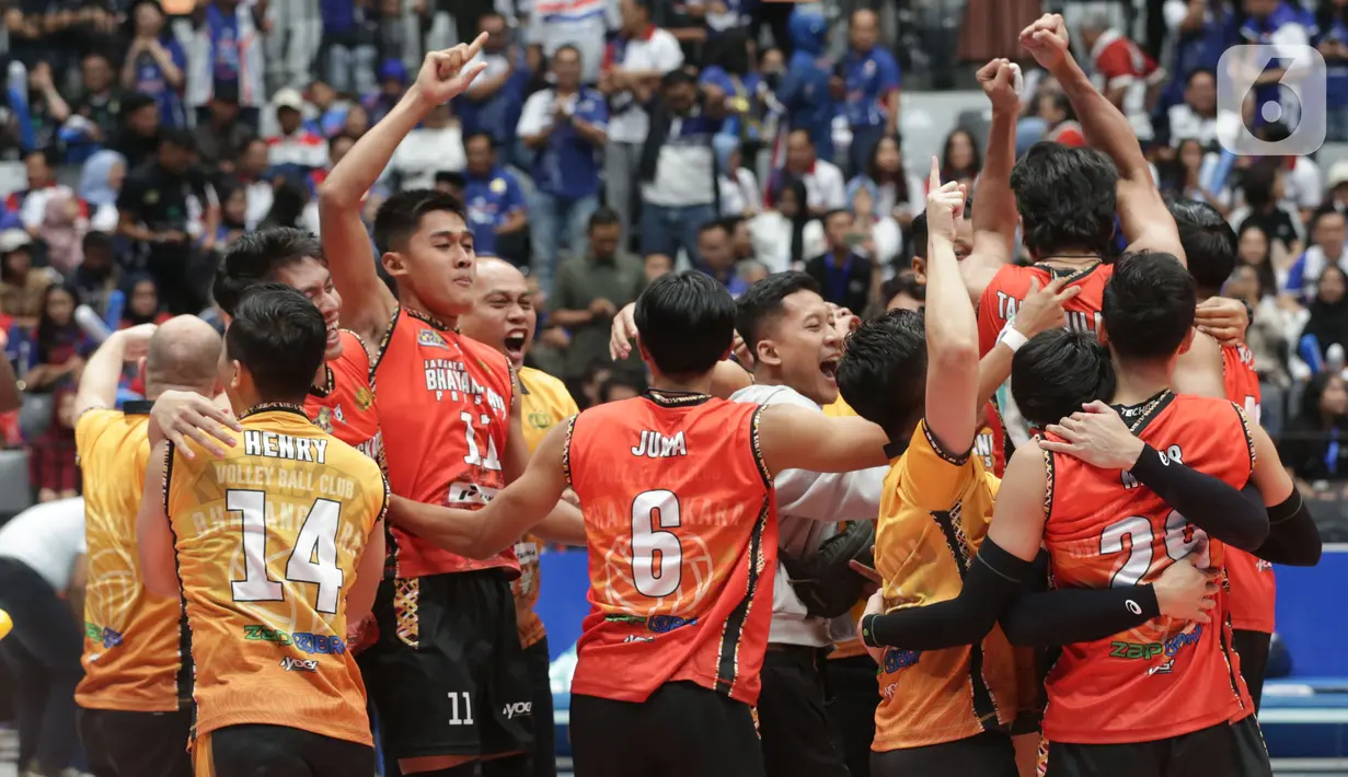 Kemenangan ini menghapus kegagalan Jakarta Bhayangkara Presisi di laga final Proliga 2022 dan 2023. (Liputan6.com/Helmi Fithriansyah)