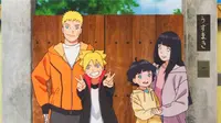 Naruto bersama Hinata dan kedua anak mereka, Boruto dan Himawari. (otakukart.com)
