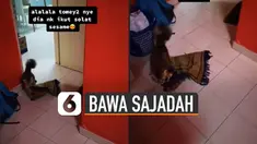 Seolah si kucing mengetahui sang majikan akan melaksanakan shalat.