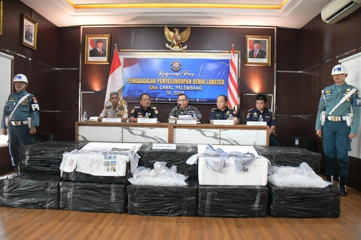 FOTO: TNI AL Gagalkan Penyelundupan Benih Lobster di Perairan Jambi