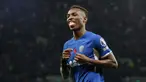 Pemain Chelsea Nicolas Jackson melakukan selebrasi usai mencetak gol ke gawang Tottenham Hotspur pada pertandingan sepak bola Liga Inggris di Stadion Tottenham Hotspur, London, Inggris, Senin (6/11/2023). (AP Photo/David Cliff)