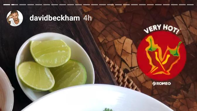 Makanan berkuah pedas mirip soto di Insta Story David Beckham