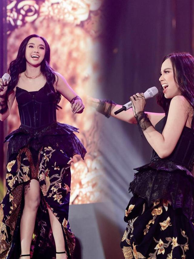 Lyodra Ginting di Atas Panggung Kenakan Batik Modern