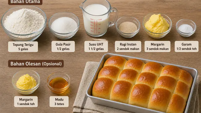 Bahan-bahan untuk Roti Sobek Tanpa Ulen Lama