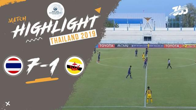Berita video highlight Thailand saat mengalahkan Brunei Darussalam 7-1 di Grup B Piala AFF U-15 2019, Selasa (30/7/2019).