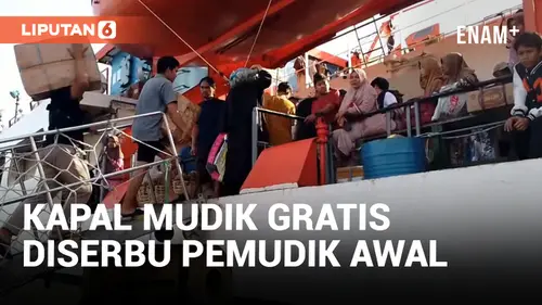 VIDEO: Ratusan Pemudik Awal Mengantre Naik Fasilitas Kapal Mudik Gratis di Banyuwangi