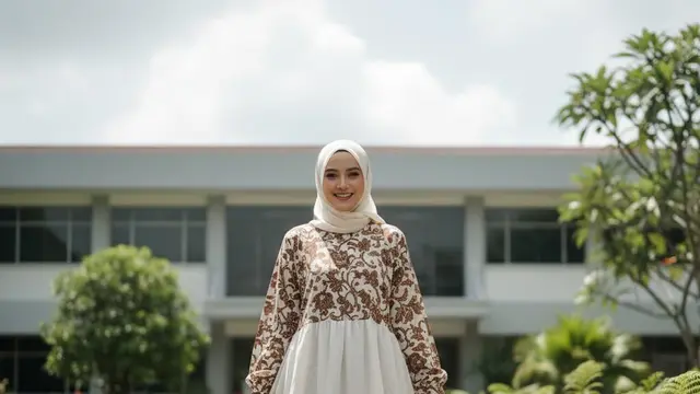 Model Gamis Batik Longgar Tampilan Syar'i