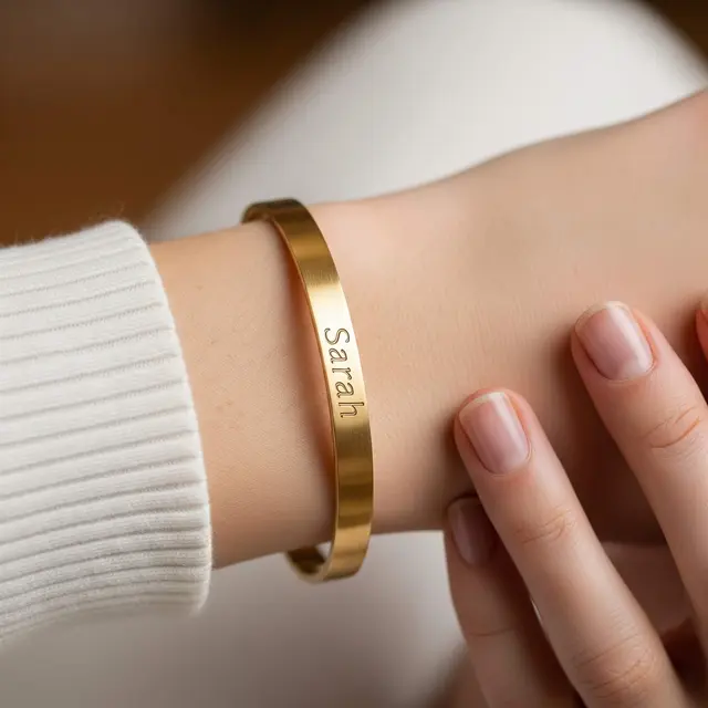 Model Gelang Emas Sederhana Custom dengan Nama Sendiri