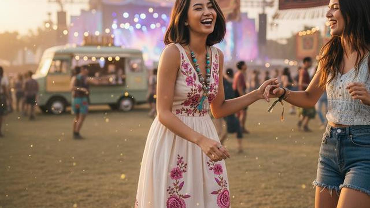 Prompt AI Edit Foto Festival Musik Gaya Boho Outdoor untuk Konten Media Sosial