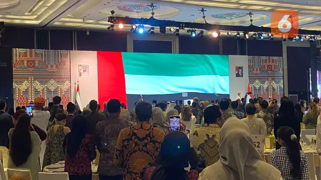 Momen perayaan Hari Nasional ke-54 Uni Emirat Arab berlangsung pada Kamis (27/11/2025) di Raffles Hotel Jakarta. (Dok. Liputan6.com/Teddy Tri Setio Berty)