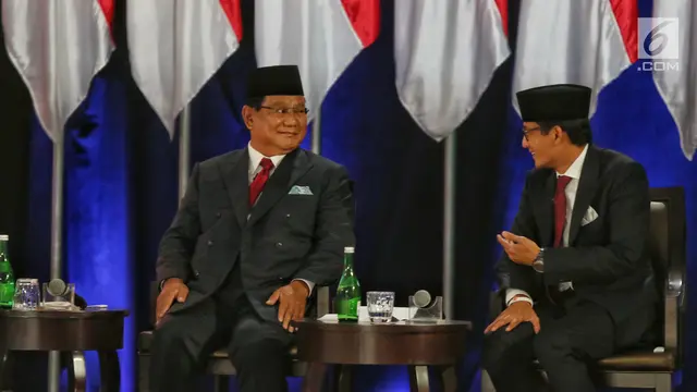 Ekspresi Prabowo - Sandiaga Uno Saat Debat Kelima Pilpres 2019