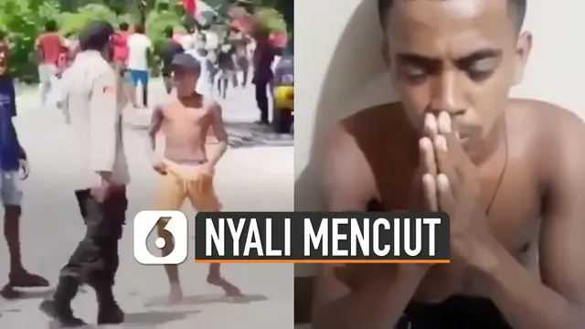 VIDEO: Viral Pemuda Tendang dan Tantang Berkelahi Polisi