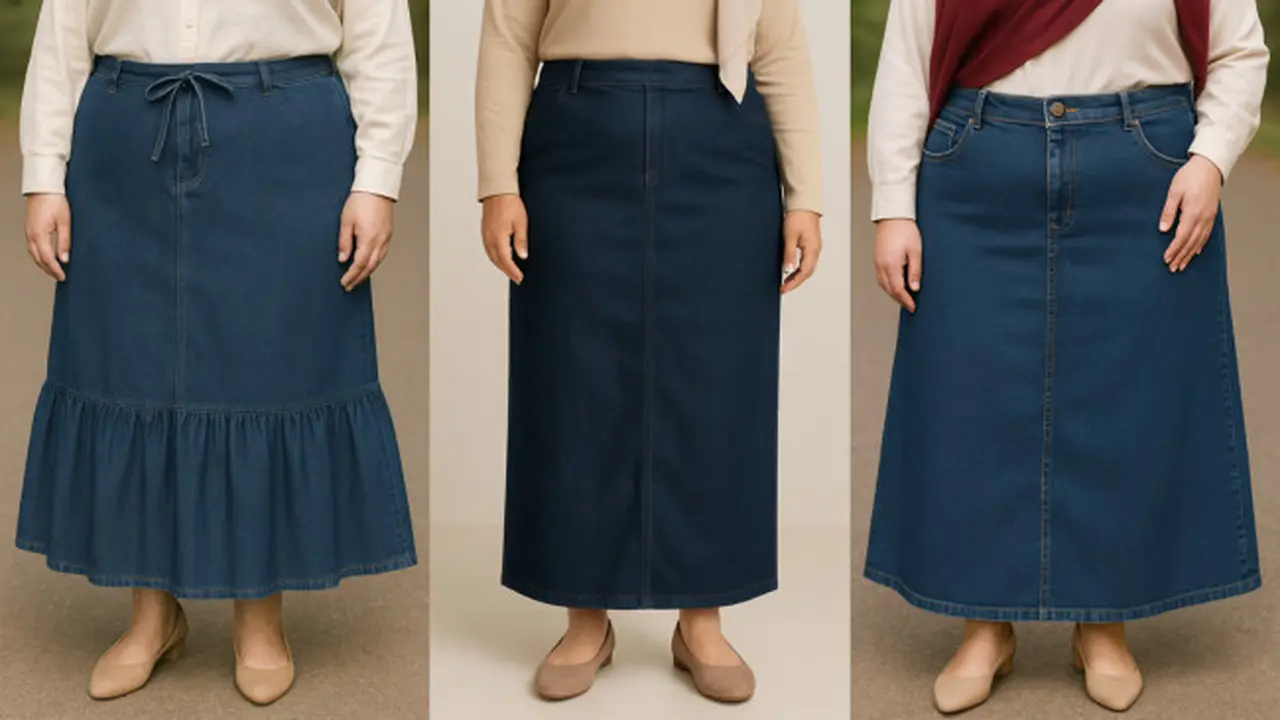 Rok Jeans untuk Orang Gemuk Berhijab (Foto: ChatGPT)