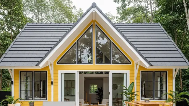 Desain Rumah Kecil dengan Atap Pelana Tinggi Agar Lebih Sejuk