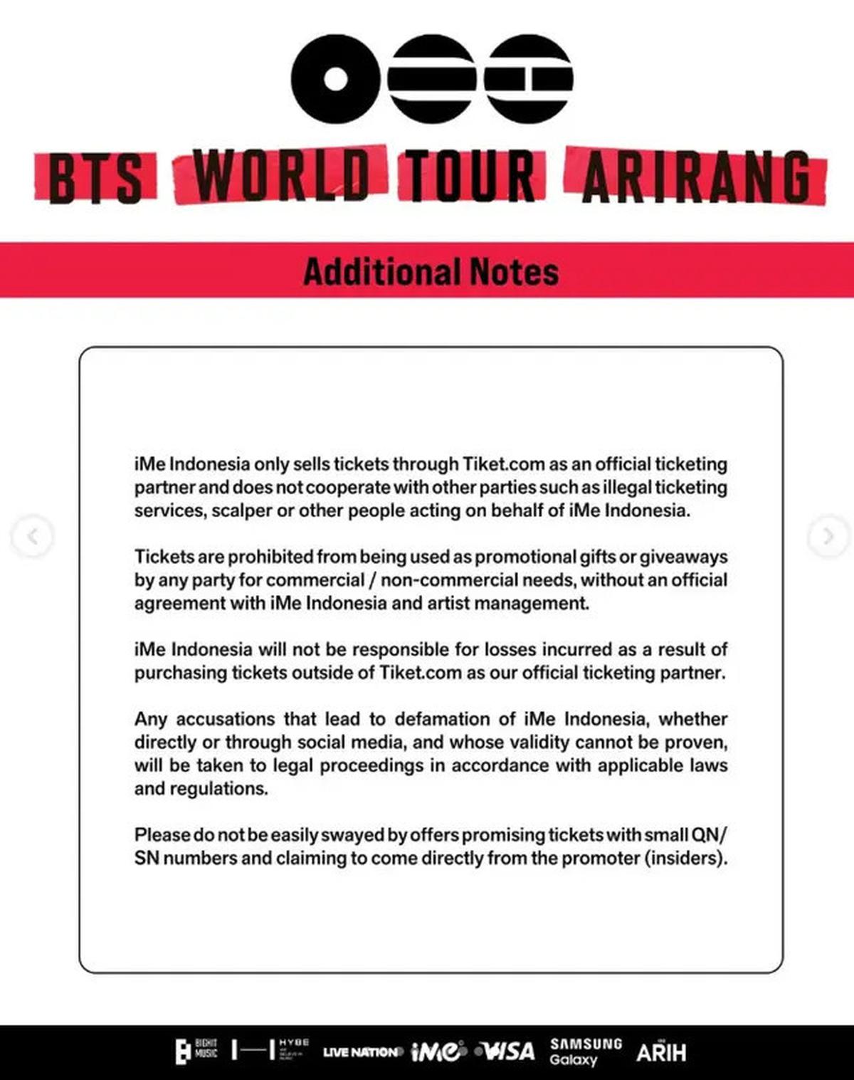 Penjualan Tiket Konser BTS Dibuka, Promotor Wanti-Wanti soal Penipuan Bermodus Ordal