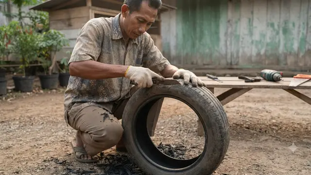 Cara Membuat Tempat Bertelur Ayam dari Ban Bekas