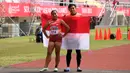 Pelari Indonesia Ni Made Arianti melakuka selebrasi usai memenangi pertandingan para atletik 200m putri T11 ASEAN Para Games 2022 di Stadion Manahan, Solo, Jawa Tengah, Selasa (2/8/2022). (Foto: Dok. ASEAN Para Sports Federation)