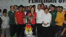 Puan Maharani yang mendampingi Jokowi-JK, memberikan pernyataan pers di gedung KPU, Jakarta, Senin (19/5/14). (Liputan6.com/Herman Zakharia)