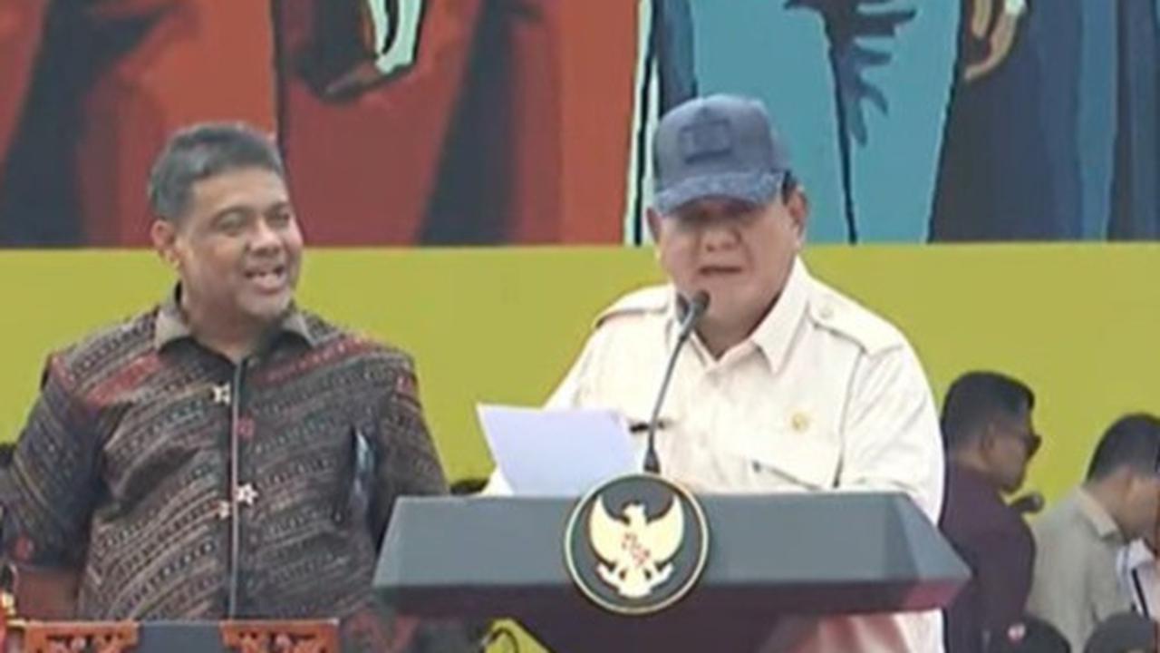 Prabowo hadiri peringatan hari buruh di Monas
