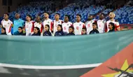 Timnas Mozambik berbaris menjelang pertandingan Grup F Piala Afrika (CAN) antara Pantai Gading dan Mozambik di Stadion Marrakesh di Marrakesh pada 24 Desember 2025. (Khaled DESOUKI/AFP)