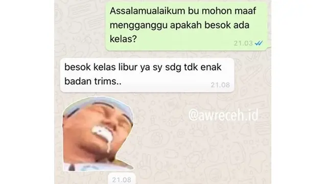 6 Chat Iseng Dosen Kirim Stiker WA ke Mahasiswa Ini Kocak