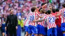 Hasil ini membawa Atletico naik ke peringkat keemoat klasemen sementara dengan 12 poin. Sementara Real Madrid tetap di puncak klasemen dengan 18 poin. (AP Photo/Manu Fernandez)