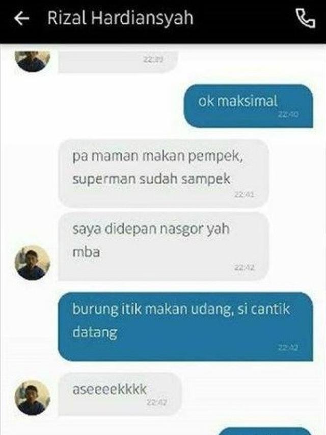 Ngakak 7 Chat Lucu Kala Driver Ojek Online Berbalas Pantun