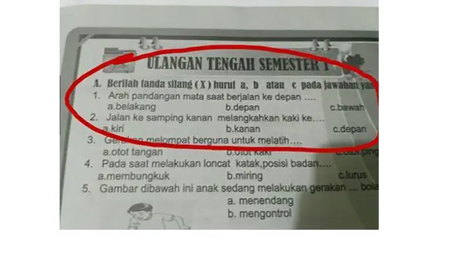 6 di Soal Ujian Pilihan Ganda Anak SD Ini Bikin Susah Tahan Tawa