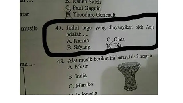 6 di Soal Ujian Pilihan Ganda Anak SD Ini Bikin Susah Tahan Tawa