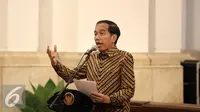 Presiden Jokowi memberikan pidato saat peresmian Pencanangan SE 2016. (Liputan6.com/Faizal Fanani)
