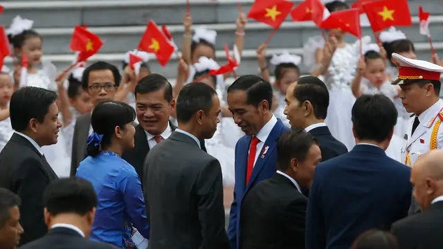 Suasana Penyambutan Presiden Jokowi di Vietnam