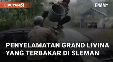 Beredar video viral di sosial media terkait penyelamatan mobil dari kebakaran. Aksi ini terjadi di Kaliadem Cangkringan, Sleman, Yogyakarta. Senin (15/4/2024)