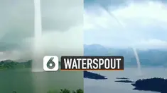 Fenomena alam Waterspout di danau ini terlihat menakjubkan.